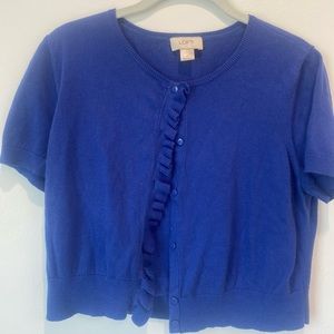LOFT cropped cardigan sweater blue size medium